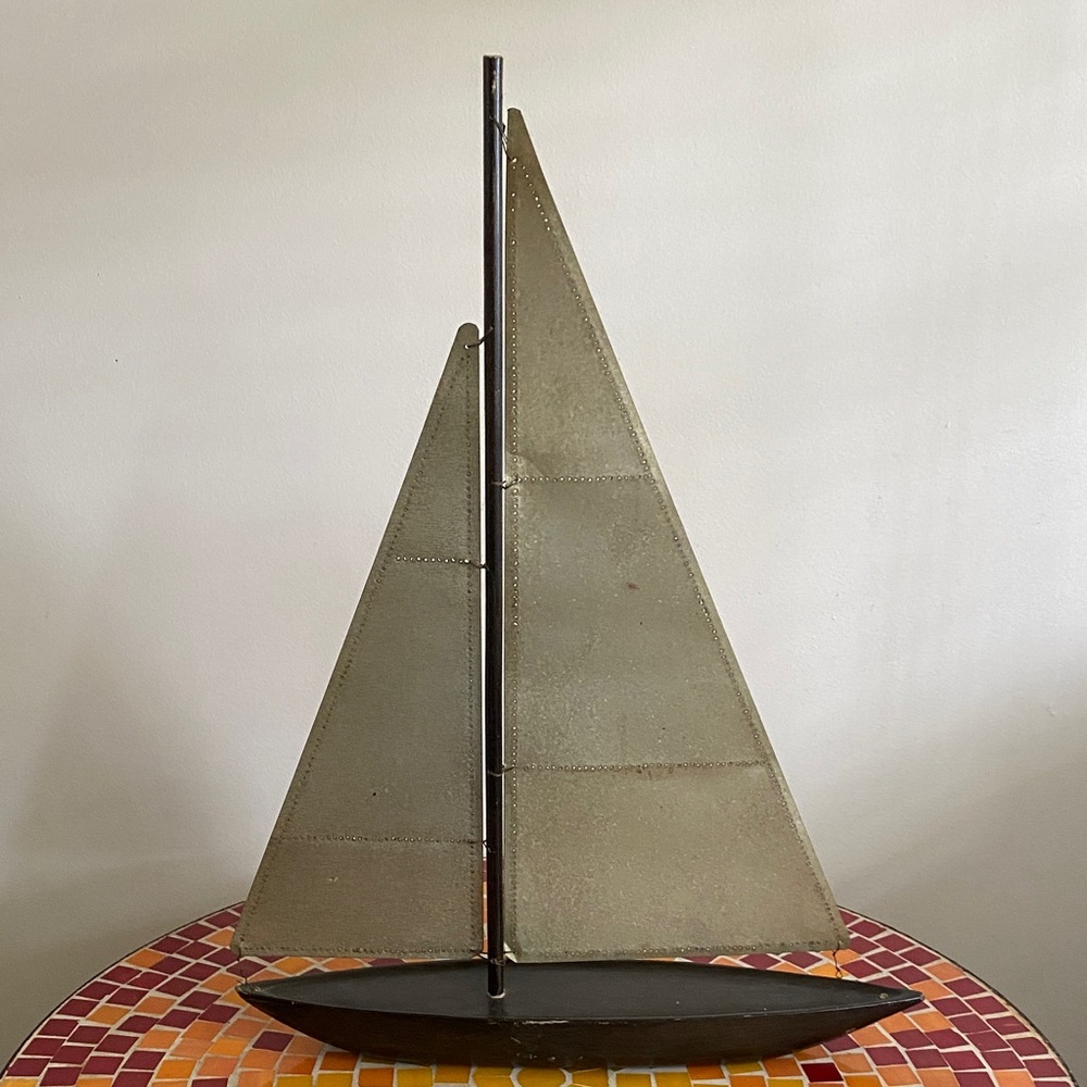 Elegant Silver Sailboat Sculpture